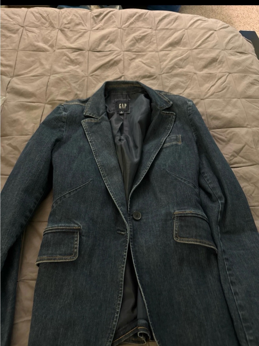 GAP Women’s Dark Denim Blazer Jacket - Dark Blue